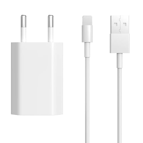 Ladekabel Kompatibel mit Phone 11, 8, 7, 6, 10, SE, XR, X, XS, XS Max, 8 Plus, 7 Plus, 6S, Ladegerät USB Netzteil 5W mit Kabel