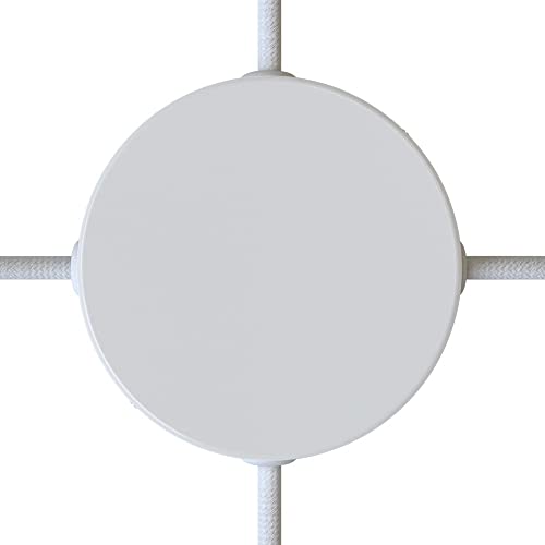 creative cables - Zylindrischer 4-Seitenloch-Lampenbaldachin Kit aus Metall (Anschlusssystem) - Glänzend weiß