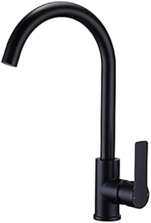 Mighbow Black Kitchen Taps Single Lever Kitchen Sink Taps Mixer Monobloc BauEdge Flat Handle Matt Black Kitchen Mixer Tap 360° Swivel Air-in Aerator Kitchen Faucets