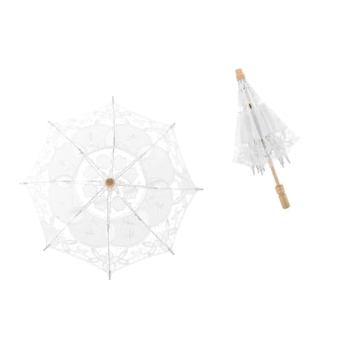 LYXYGMV Paraguas de encaje nupcial, tela algodón, accesorio fotografía boda, sombrilla elegante bordada, decorativo Para Decoración(White)