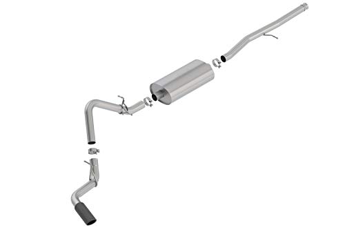 Borla 140793BC Touring Cat-Back Exhaust System 3 in. Into Muffler True Dual 4.0 in. x 11.50 in. Single Rolled Angle-Cut Tip Truck Side Exit Black Chrome Touring Cat-Back Exhaust System