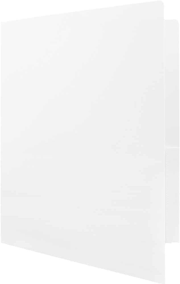 JAM PAPER Heavy Duty Plastic 2 Pocket Extra Tough School Folders - White - Bulk 48/Pack