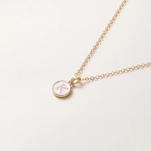 Image of Giftana Alphabet Locket with Chain, White Enamel Letter A-Z Pendant Necklace for Girls, Personalized Initial Name Gold Plated Pendant Necklace Gift for Girlfriend, Valentines Day Gifts for Woman