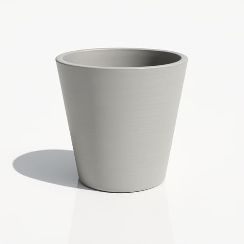 Greenship 植木鉢 4号(12.7*12.7cm) 深型 ライトグレー プラ鉢 底部排水穴無 鉢カバー 厚口 ブラックポット 樹脂60%石粉20%シンセティックポット 塊根 コーデックス 表面にストライプ加工を実施指紋の目立ちを防ぐ