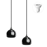 Linkind GU10 Hängeleuchte aus Metall, Ø12cm Halbkugel Retro Pendelleuchte Schwarz für Max 35W, modern Hängelampe für Wohnzimmer, Esstisch, Schlafzimmer, inklusive 6.5W GU10 Leuchtmittel, 2 Stück