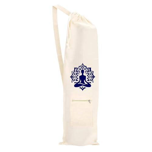 LOOPSTITCH Cotton Yoga Mat Carry Bag Zip Pocket Drawstring and Strap for Women Men Silent Meditation Yoga Mat Cover (Yoga)