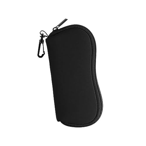 Capa macia de neoprene ultraleve com zíper e clipe de cinto para óculos de sol, Preto, M