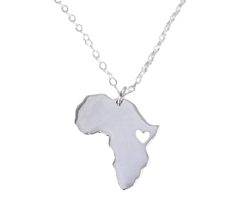 Collar mapa de África Plata 925 - Colgante África Hecho a Mano con Cadena de 45cm - Artesanía única creada en España AfricanDreamland