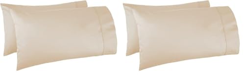 Image of Amazon Basics 400 Thread Count Cotton Pillow Case, King, Set of 2, Beige, 40 inch L x 20 inch W, Pillows Not Included (Pack of 2)