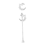 KJHBV Pendientes de Perlas Elegantes en Plata de Ley Diseño Asimétrico de Luna Fáciles de Combinar para Mujer para Ocasiones Obsequios