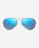 Ray-Ban Unisex Aviator Sunglasses, Gold (Gold 112/17,gläser: Crystal Green, Mirrored Blue), 58 mm UK - 9