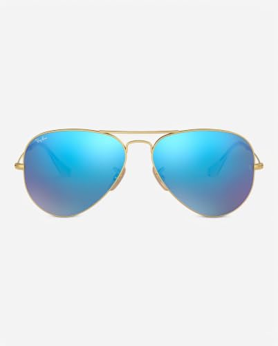 Ray-Ban Unisex Aviator Sunglasses, Gold (Gold 112/17,gläser: Crystal Green, Mirrored Blue), 58 mm UK - 9