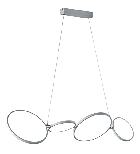 Trio Leuchten LED Pendelleuchte Rondo 322610489, Metall silberfarbig, inklusiv 37 Watt LED, Switch Dimmer