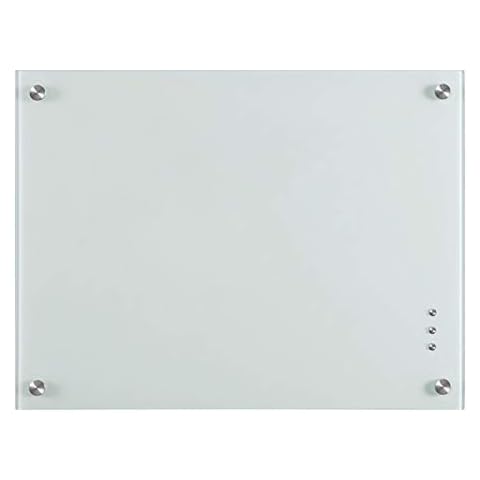 QUEENLINK Magnetic Glass Board - 45x60cm, Dry Erase Board, Pen Tray, Magnetic Glass Whiteboard for Notices, Reminders, Presentations, Normal White Cover
