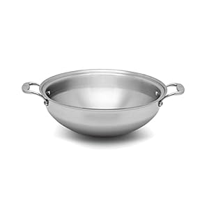 Heritage Steel 13.5 Inch Wok – Titanium Strengthened 316Ti Stainless Steel Pan with 5-Ply Construction – Induction-Ready and Fully Clad, Made in USA