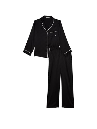 Image of Victoria's Secret Satin Pajama Set, Long Sleeve Button Down Shirt & Pants, Sleepwear for Women (XS-XXL)