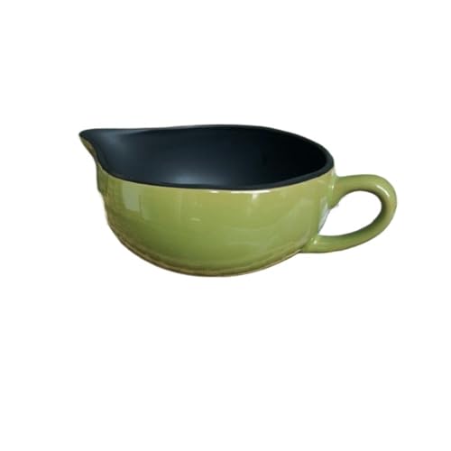 Salsiera, Salsiera in ceramica premium for sughi e salse salate - Ideale for arrosti e barbecue Design elegante, beccuccio facile da versare per condimenti per insalata Latte,Riscaldamento(Green)
