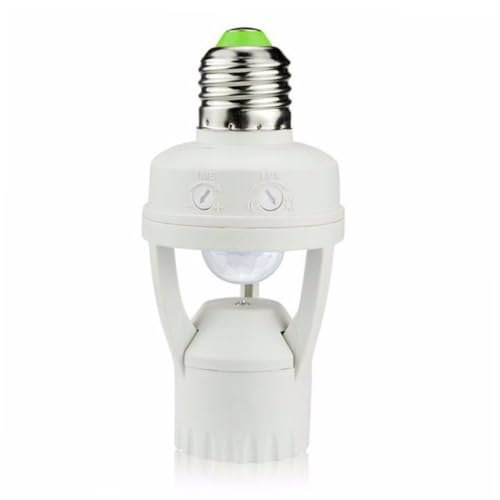 Happyyami 口外線人体感応ソケットライト 調光可能明暗センサー付き 耐久プラスチック銅製 屋外廊下街灯対応自動点灯電球ホルダー