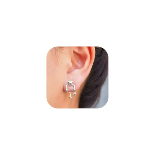 Boucles d'oreilles grenouille 3D dorées et argentées style vintage pour femme