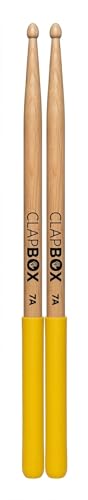 Image of Clapbox Drum Sticks with Grip (Yellow) Maple Wood, 7A Size - One Pair