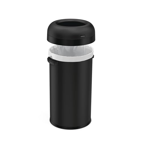 Image of simplehuman Bullet Open Can, 60L / 16 Gallon Commercial Trash Can for Restaurants, Cafes, High-Traffic Spaces, Heavy Gauge Steel, Wide Open Top, ADA-Compliant, Matte Black Steel