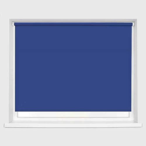 Electric Blue Blackout Roller Blind Metal Fittings Trimmable UV Protection Thermal Properties Premium Fabric Home Office Bedroom Kids Room Child Safe Easy Fit Blue 60cm Width x 160cm Drop - Image 4