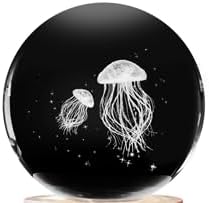 Jellyfish Sea 3.15in Glass Ball Lamp 16 Color Touch Base K9 Clear Crystal Ball Crafts Night Light Gradient Bedside Lamp with Remote Control Cool Birthday Elegant Idea Gift for Kids Girls Indoor Decor