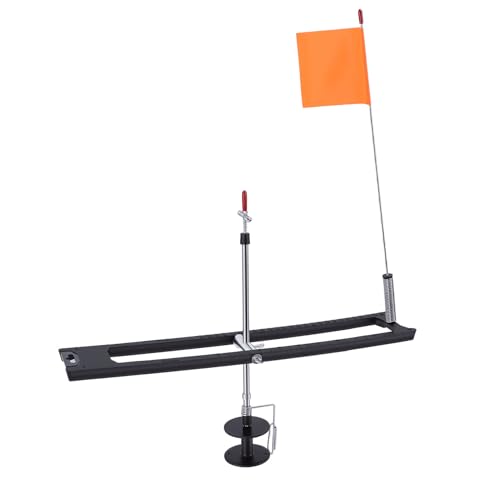 banapoy Ice Fishing Tip Up with Flag, Ice Fishing Tip Up Foldable with Orange Pole Flag, Freeze Proof, Built in Measuring Ruler, for Bass and Catfish Accessory
