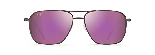 Maui Jim Men's and Women's Beaches Polarized Aviator Sunglasses, Brushed Burgundy Matte/MAUI Sunrise, Medium