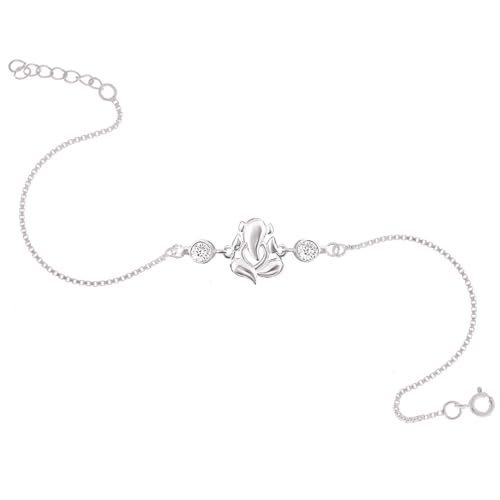 Image of Parnika 925 Om Ganesha Rudraksha Infinity Bro Shiv Bhai Adjustable Silver Rakhi Bracelet For Brother in 92.5 Sterling Silver for Boys and Men | Chandi ki Rakhi | Gift Box Roli Chawal