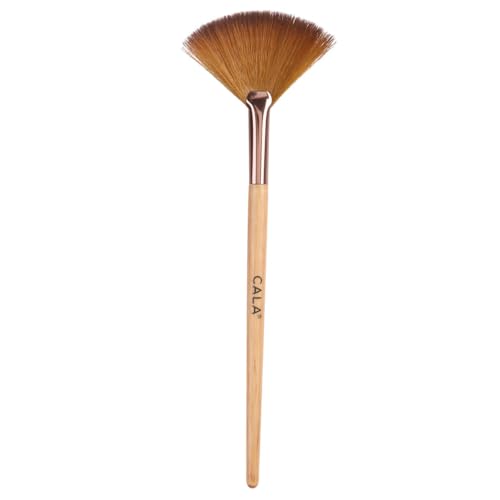 CALA. Brocha de Maquillaje Cala Natural Bamboo Fan Brush. Brocha de Abanico para Iluminadores. Limpieza de Restos de Sombras de Ojos. Mango ergonómico de Bamboo. 1 Ud.