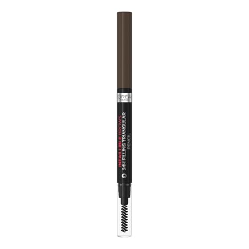 L'Oréal Paris Augenbrauenstift mit herausdrehbarer Dreiecksspitze für definierte und natürliche Augenbrauen, Infaillible Brows 24h Brow Filling Triangular Pencil, Nr. 1.0 Ebony