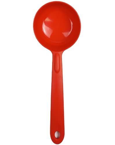 Cook's Rite-Size 10 oz. Solid Round Circle Server Portion Utensil, Copolymer Plastic Heat Resistant Professional Cooking Tool, Red