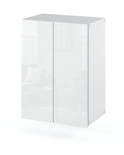 MRBLS_HOME MRBLS Badezimmerschrank (Weiß Matt - Weiß Glanz) – Hängeschrank Für Badezimmer - Wandschrank Badezimmer - 40 x 60 x 25 cm (B/H/T)