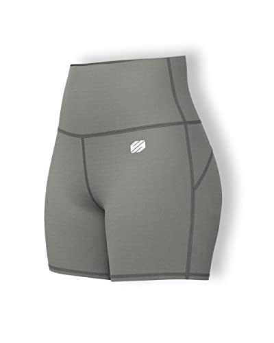 Image of Sfytt Women's High Waist Biker Shorts for Gym, Workout, Yoga & Running, 4 Inch Compression Activewear Shorts, Stretch Polyester Spandex Fabric