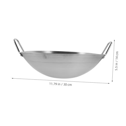 Wok de acero inoxidable con dos asas 30 cm miniatura 2