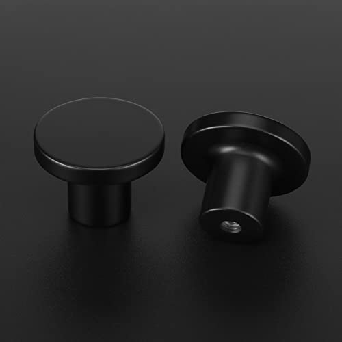LONTAN 20 Pack Black Kitchen Knobs Black Cupboard Knobs Round Cabinet Drawer Hardware Aluminum Alloy for Wardrobes Furniture - Image 4