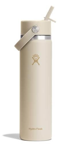 Image of Hydro Flask Water Bottle - Insulated Stainless Steel - Wide Mouth Flex Straw Lid, Non Spill, Leakproof and Refillable in 24 Oz Coconut Cream