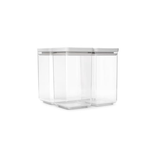 Set de 3 récipients empilables Brabantia TASTY+ (2 x 1,6 L + 1 x 3,5 L) | Récipients alimentaires hermétiques avec joint en silicone | Pour aliments secs et...