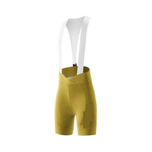 CGUOHU Pantalón De Peto para Ciclismo Culotte de Ciclismo Verano for Mujer, Transpirable, Cintura Alta, con amortiguación Suave, for Carretera(Yellow,L)