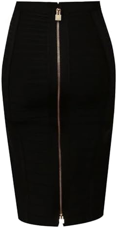 Women's High Waist Elastic Slim Fit Bandage Skirt Solid Color Knee Length Bodycon Pencil Skirt Office Midi Skirt