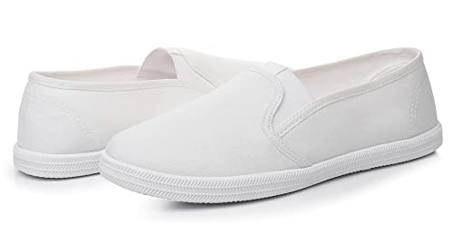 Image of VenusCelia Women's Fortius Canvas Slip-On Sneaker (7.5 M US,White)