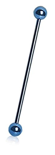 PIERCE ME Industrial Barbell Blue Titanium Anodized 14G 1 1/2