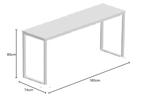 Image of Dining Table Rectangular (White Glossy Laminate with Black Metal Frame Finish, 3 Seater (180 x 30 x74 CM, LBH))
