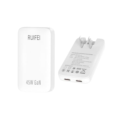 RUIFEI 45W Flat GaN Charger (Dual USB-C, Foldable)