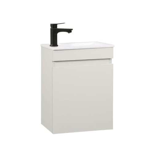 Kometmöbel Gäste-WC Waschtisch Set 40 cm Vormontiert Klein Waschbecken mit Unterschrank (Kaschmir 40cm, Ohne Wasserhahn)