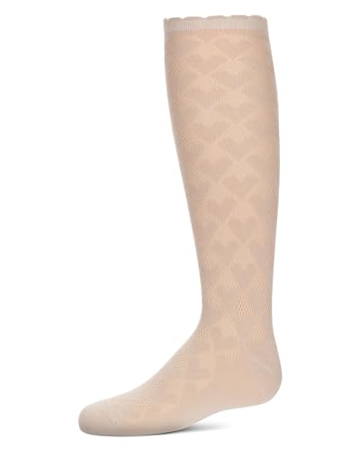 MeMoi Girls' Open Work Heart Knee High Socks2