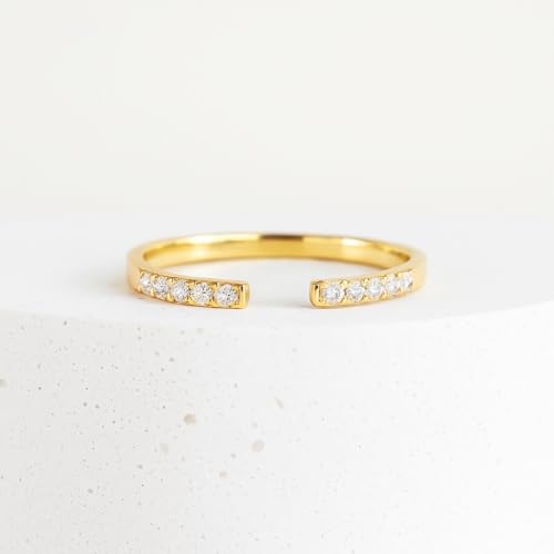 Moissanite Wedding Band Round Cut Colorless Open Gap Milgrain Setting Half Eternity Stackable Matching Band Dainty Comfort Fit Handmade Jewelry Gift for Women2