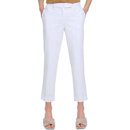 Calvin Klein Womens High Rise Solid Ankle Pants Ivory 12