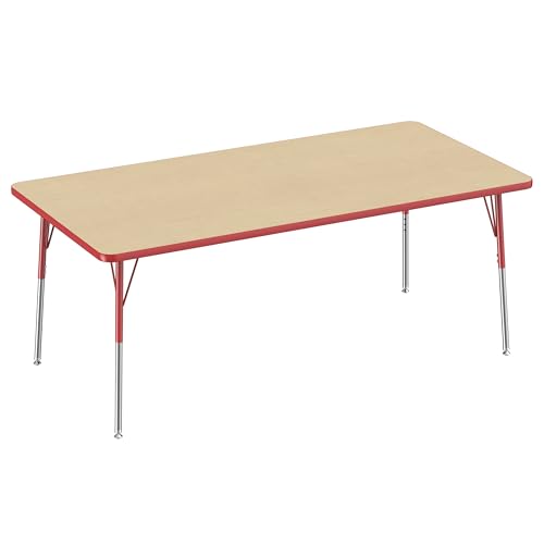 FDP 36" x 72" Rectangle Table with Swivel Glide Legs - Maple/Red